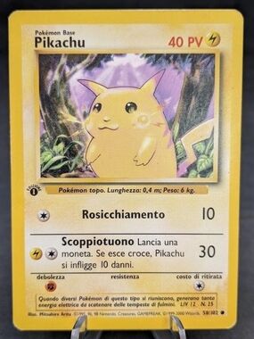 1st Edition Italian Pikachu Pokémon Base Non Holo Card - Unplayed Condition